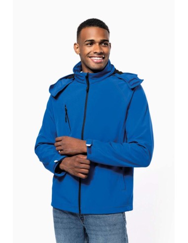 K-KA413-MEN'S DETACHABLE HOODED SOFTSHELL JACKET